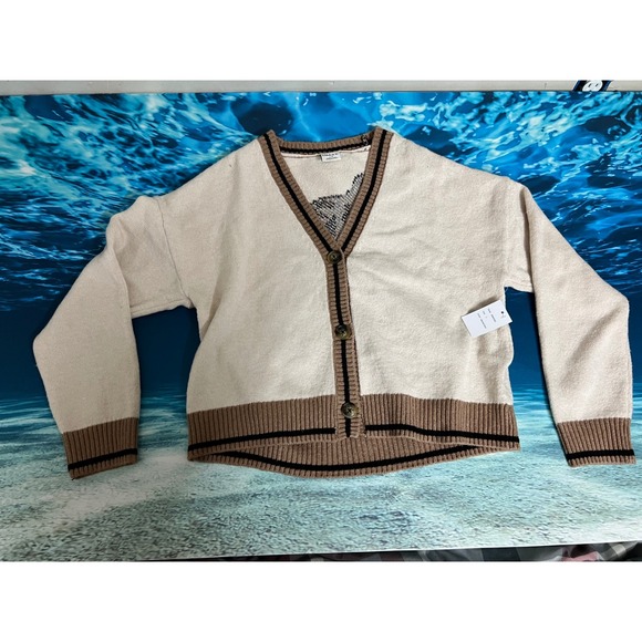 ❄️Nikka K Oatmeal Horse Graphic Cardigan Sweater JSW6363 Womens Large NEW - Picture 2 of 14